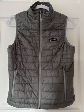 Patagonia Women's Gray Nano Puff Quilted Vest, Size Small